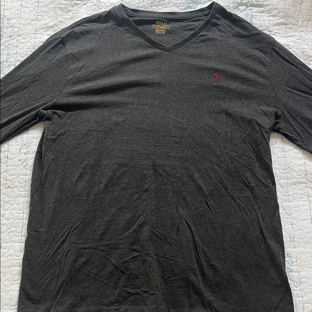 Polo Ralph Lauren Dark Gray Long Sleeve V-Neck Shirt